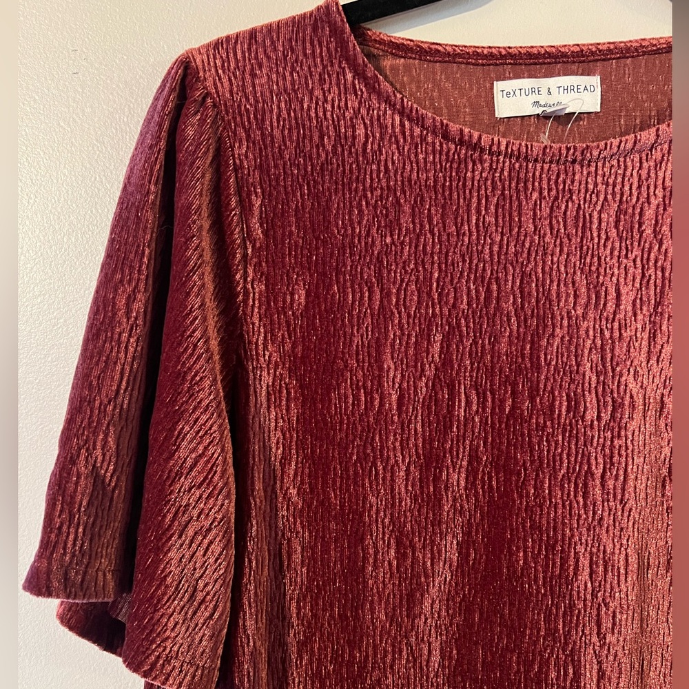 Madewell velvet crinkle top with wide sleeves NWOT-Small - Picture 4 of 7